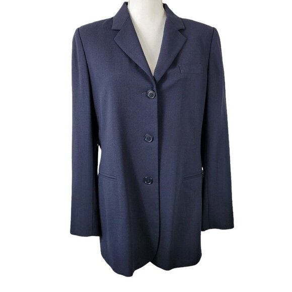Bill Burns Nordstrom Blazer Jacket Long Sz 12 All Season Wool Black Italy Womens - Picture 1 of 11